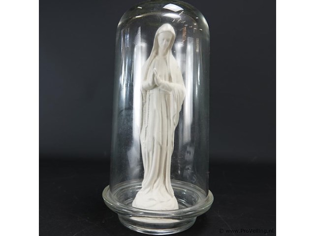 Geglazuurd terracotta maria onder glazen stolp - afbeelding 2 van  5