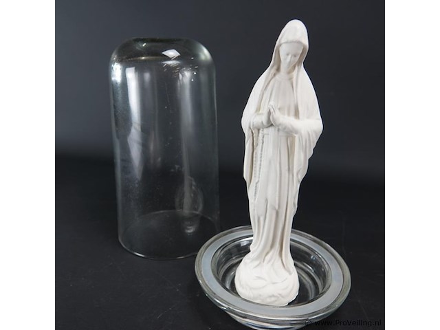 Geglazuurd terracotta maria onder glazen stolp - afbeelding 3 van  5