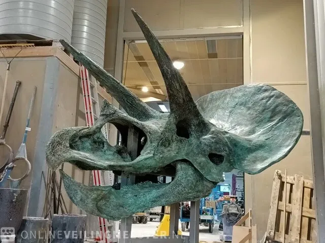 Gegoten replica bronzen beeld, triceratops - afbeelding 2 van  11