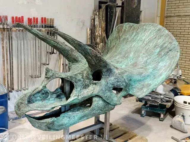 Gegoten replica bronzen beeld, triceratops - afbeelding 3 van  11