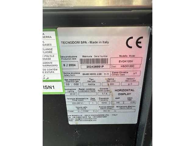 Gekoelde vitrine 120x74x137, tecnodom, evok120v - afbeelding 11 van  11
