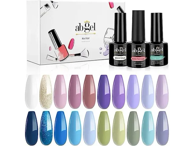 Gel nail polish set 20 kleuren. blue green purple series - afbeelding 1 van  2