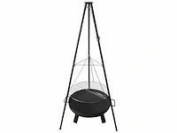 Generic - oslo - vuurschaal, houtskool barbecue - driepoot - 160 cm x ø 60 cm - 4-in-1 set - met pan en draaibaar rooster - afbeelding 1 van  2