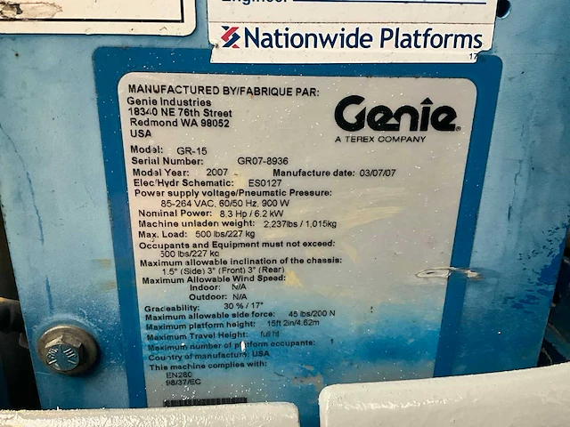 Genie - gr-15 - hoogwerker - afbeelding 5 van  26