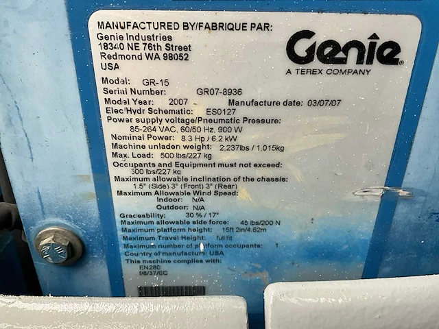 Genie - gr-15 - hoogwerker - afbeelding 10 van  26
