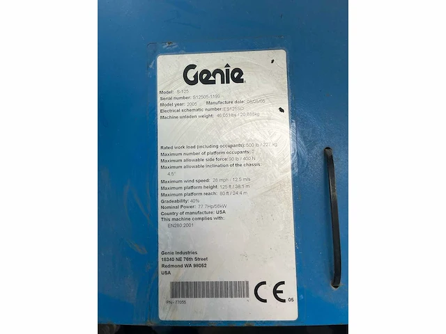 Genie 2005 s-125 hoogwerker - afbeelding 11 van  11