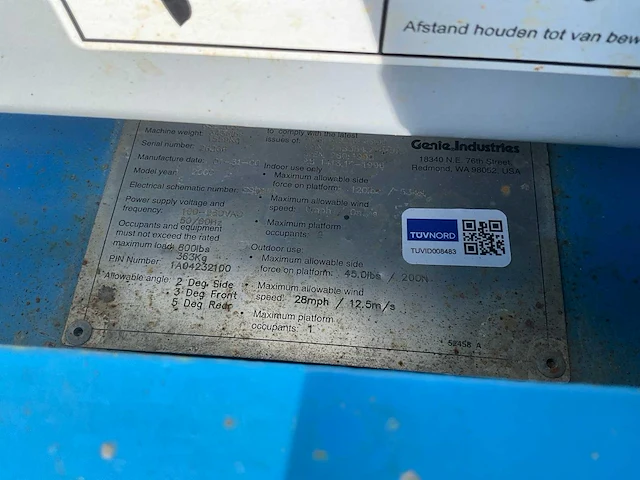 Genie gs-2032 hoogwerker - afbeelding 8 van  16