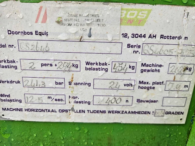 Genie gs2646 hoogwerker - afbeelding 4 van  12