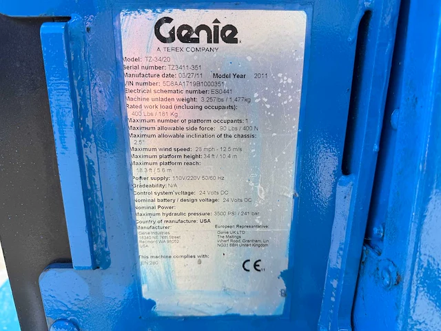 Genie tz 34/20 hoogwerker op aanhangwagen - afbeelding 20 van  28