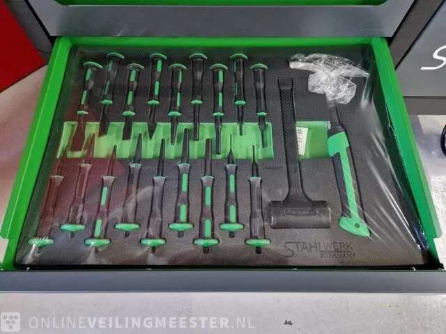Gereedschapswagen 755-delig! alles nieuw in plastic. stahlwerk (germany), sw22 gereedschapswagen, groen - afbeelding 5 van  18