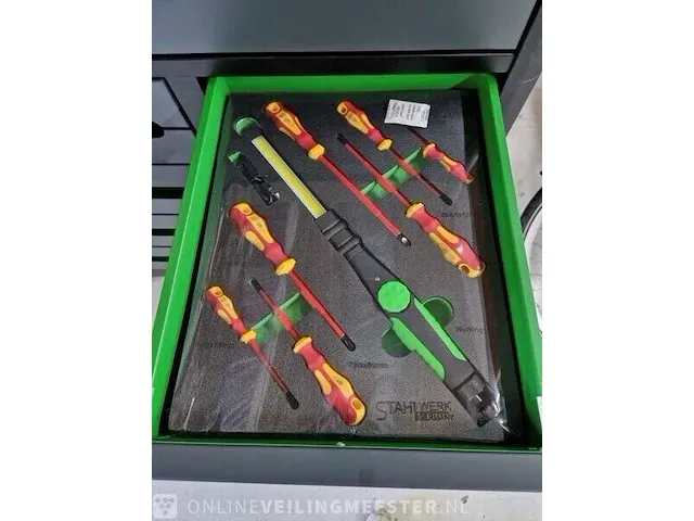 Gereedschapswagen 755-delig! alles nieuw in plastic. stahlwerk (germany), sw22 gereedschapswagen, groen - afbeelding 6 van  18