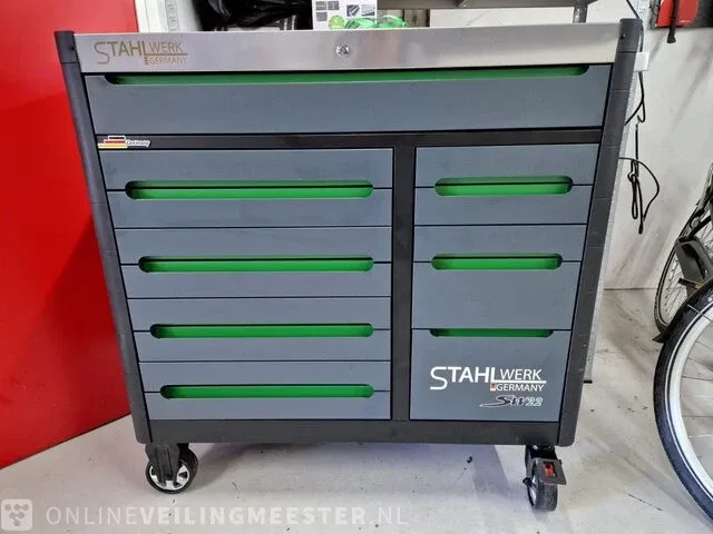 Gereedschapswagen 755-delig! alles nieuw in plastic. stahlwerk (germany), sw22 gereedschapswagen, groen - afbeelding 1 van  18