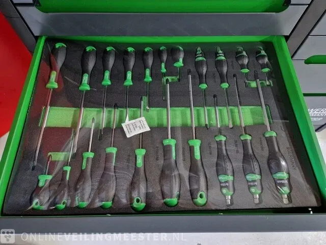 Gereedschapswagen 755-delig! alles nieuw in plastic. stahlwerk (germany), sw22 gereedschapswagen, groen - afbeelding 18 van  18