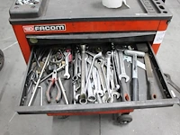 Gereedschapswagen facom chrono 5 gevuld met divers gereedschap w.o. hamers, sleutels, schroevendraaiers, ta... - afbeelding 3 van  6