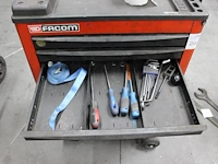 Gereedschapswagen facom chrono 5 gevuld met divers gereedschap w.o. hamers, sleutels, schroevendraaiers, ta... - afbeelding 4 van  6