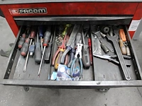 Gereedschapswagen facom chrono 5 gevuld met divers gereedschap w.o. vijlen, sleutels, schroevendraaiers, ta... - afbeelding 3 van  7