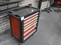 Gereedschapswagen met ring-ratelset, dopsleutelset, schroevendraaiers, inbus, tangen, veilen, bahco's. - afbeelding 2 van  9