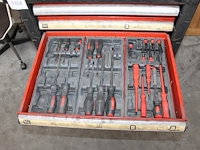 Gereedschapswagen met ring-ratelset, dopsleutelset, schroevendraaiers, inbus, tangen, veilen, bahco's. - afbeelding 5 van  9