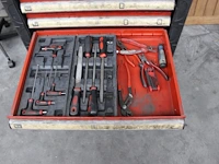 Gereedschapswagen met ring-ratelset, dopsleutelset, schroevendraaiers, inbus, tangen, veilen, bahco's. - afbeelding 6 van  9