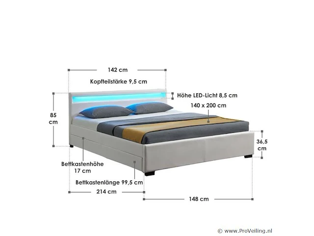 Gestoffeerd bed lyon 140 × 200 - afbeelding 7 van  7