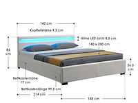 Gestoffeerd bed lyon 140 × 200 - afbeelding 7 van  7