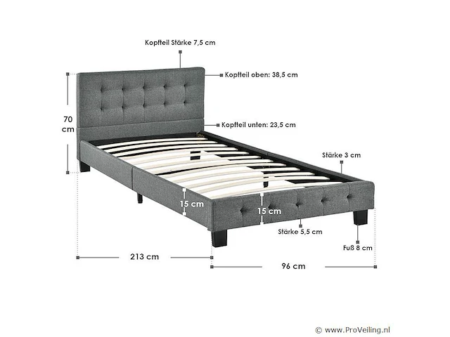 Gestoffeerd bed manresa 90 x 200 cm - afbeelding 2 van  10