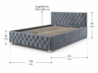 Gestoffeerd bed nizza - 120 x 200 cm - grijs - led verlichting & bedlade - afbeelding 8 van  8