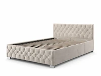 Gestoffeerd bed nizza - 140 x 200 cm - beige - led verlichting & bedlade - afbeelding 1 van  8