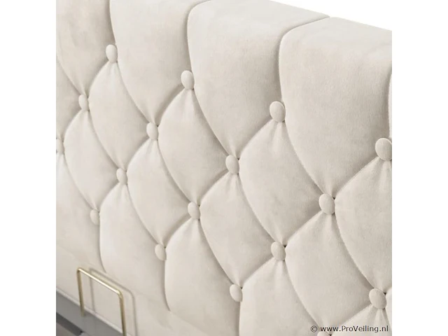 Gestoffeerd bed nizza - 140 x 200 cm - beige - led verlichting & bedlade - afbeelding 5 van  8