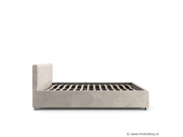 Gestoffeerd bed nizza - 140 x 200 cm - beige - led verlichting & bedlade - afbeelding 4 van  8