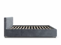 Gestoffeerd bed nizza - 140 x 200 cm - grijs - led verlichting & bedlade - afbeelding 4 van  8