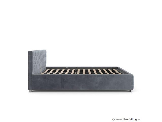 Gestoffeerd bed nizza - 140 x 200 cm - grijs - led verlichting & bedlade - afbeelding 4 van  8