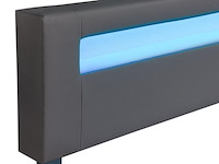 Gestoffeerd bed paris - 180 x 200 cm - donkergrijs - led verlichting - afbeelding 7 van  13
