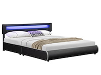 Gestoffeerd bed sevilla - 180 x 200 cm - zwart - led verlichting - afbeelding 1 van  15
