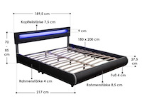 Gestoffeerd bed sevilla - 180 x 200 cm - zwart - led verlichting - afbeelding 13 van  15