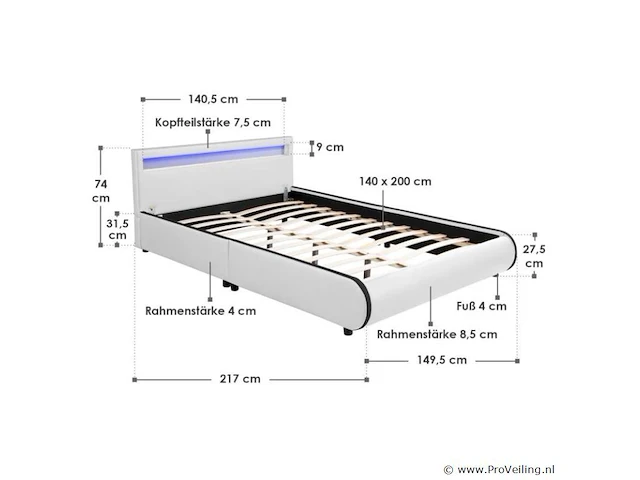 Gestoffeerd bed sevilla 140 x 200 cm - afbeelding 7 van  12