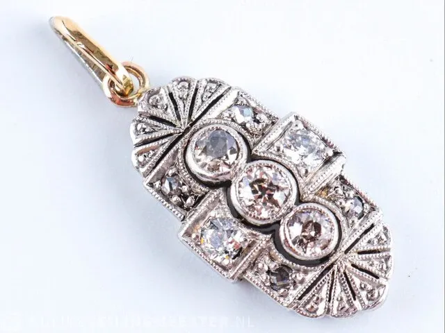Getaxeerde gouden art deco hanger - afbeelding 4 van  6