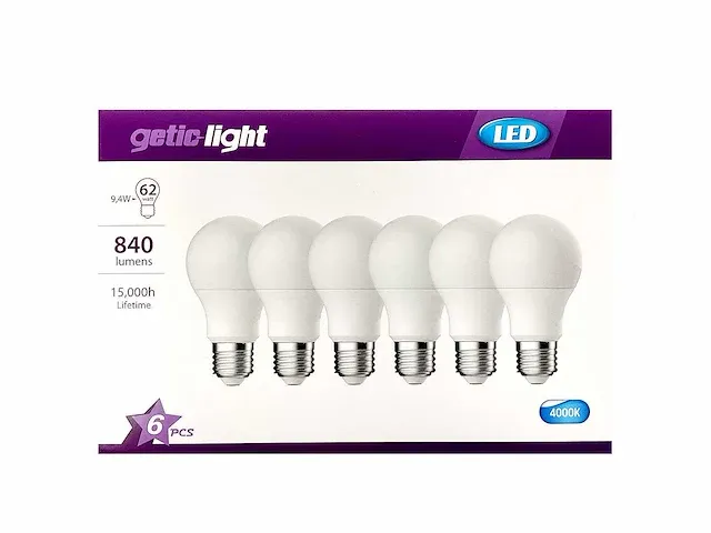 Getic-light - a60 frost led-lamp e27 6-pack (28x) - afbeelding 1 van  4