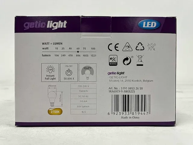 Getic-light - led lichtbron b22 6-pack (28x) - afbeelding 3 van  3