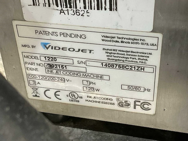 Getra videojet 1220 printer systeem - afbeelding 9 van  9
