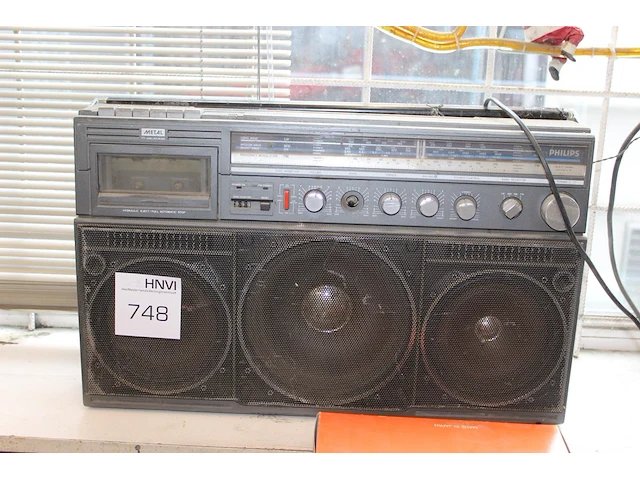 Gettoblaster/stereo radiocassetterecorder philips powerplayer. - afbeelding 1 van  3