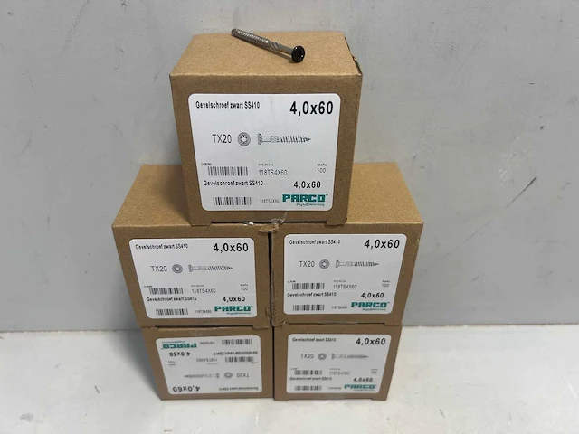Gevelschroeven zwart 4x60 tx20 (500 stuks) - afbeelding 1 van  1