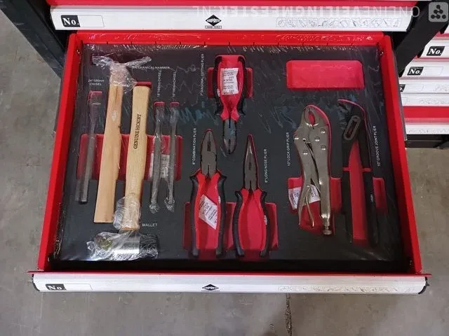 Gevulde gereedschap wagen airpress, rood - afbeelding 4 van  25