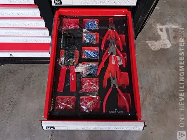 Gevulde gereedschap wagen airpress, rood - afbeelding 14 van  25