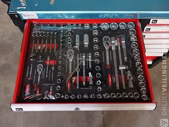 Gevulde gereedschap wagen airpress, rood - afbeelding 25 van  25
