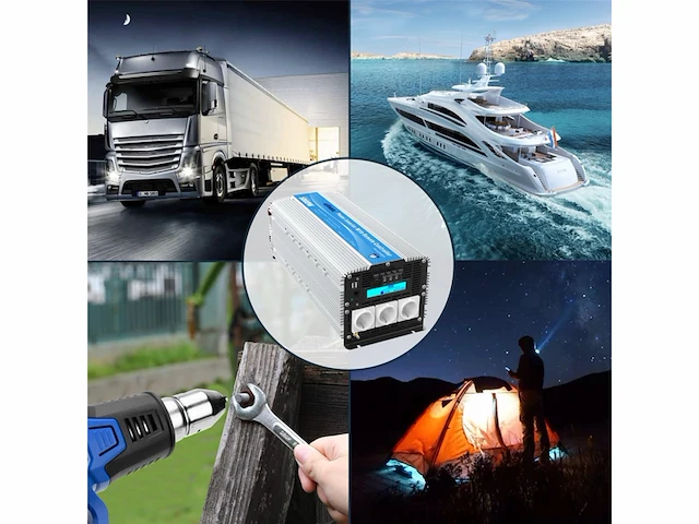 Giandel 5000w power inverter modified wave power converter dc 12v naar ac 220v 230v met lcddisplay en 3 acaansluitingen en 2 usbpoorten & afstandsbediening voor auto camper - afbeelding 3 van  4