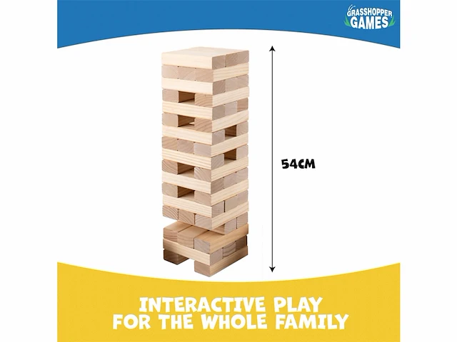 Giant stack 'n' fal mega jenga 100% fsc 54 houten blokken - afbeelding 3 van  5