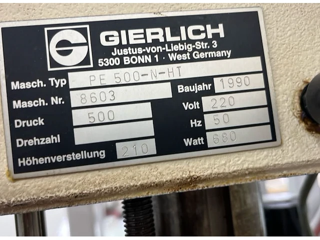 Gierlich pe 500-n-ht hete stempelpers - afbeelding 8 van  8