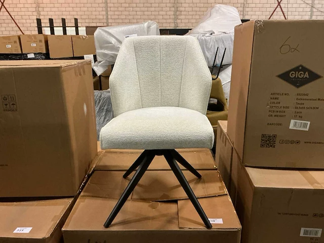 Giga meubel charlotte stof beige eetkamerstoel (4x) - afbeelding 2 van  5