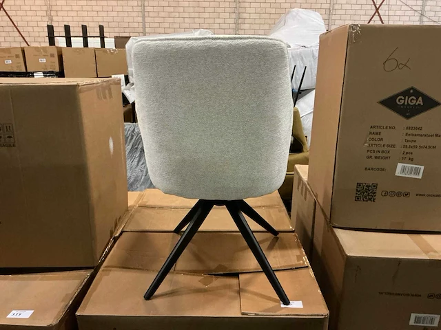 Giga meubel charlotte stof beige eetkamerstoel (4x) - afbeelding 4 van  5